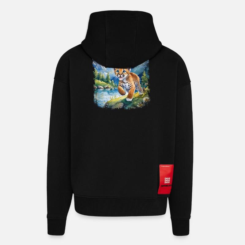 Niedlicher junger Tiger | Kinderbuchstil - Zip Hoodie - made by SPREAD - SOLID BLACK