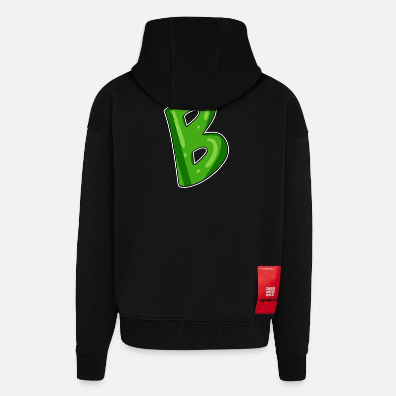 point B - point initial B - Veste à capuche bio épaisse oversize fabriqué en UE - SOLID BLACK