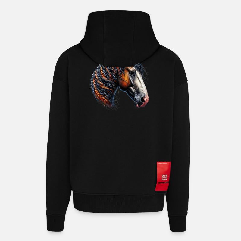 Cheval - Veste à capuche bio épaisse oversize fabriqué en UE - SOLID BLACK