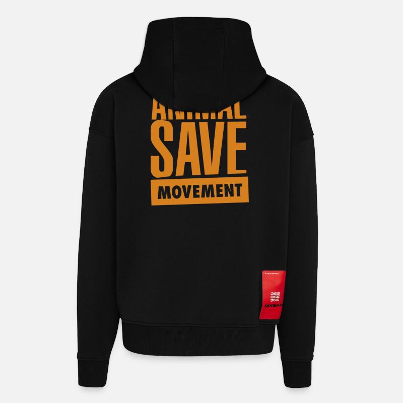 Animal Save Movement Orange - Zip Hoodie - made by SPREAD - SOLID BLACK