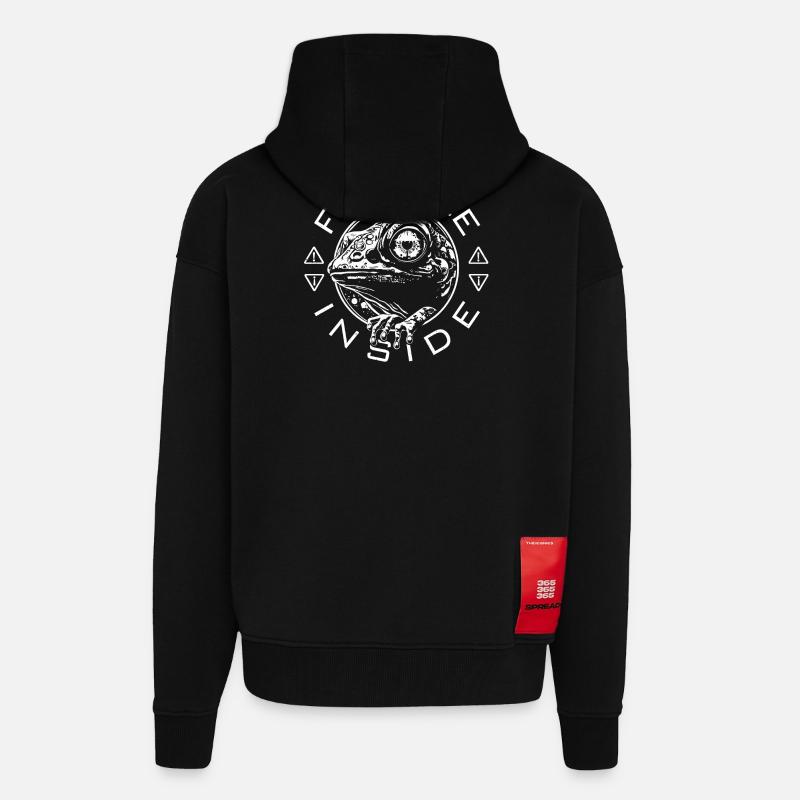 Frogile Inside - Veste à capuche bio épaisse oversize fabriqué en UE - SOLID BLACK