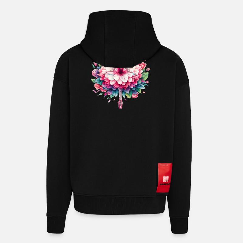 Danseuse de ballet avec tutu - Veste à capuche bio épaisse oversize fabriqué en UE - SOLID BLACK