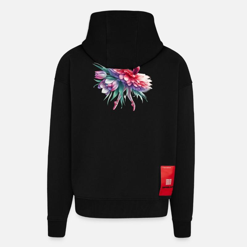 Danseuse de ballet avec tutu - Veste à capuche bio épaisse oversize fabriqué en UE - SOLID BLACK