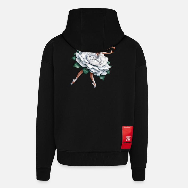 Danseuse de ballet avec tutu - Veste à capuche bio épaisse oversize fabriqué en UE - SOLID BLACK