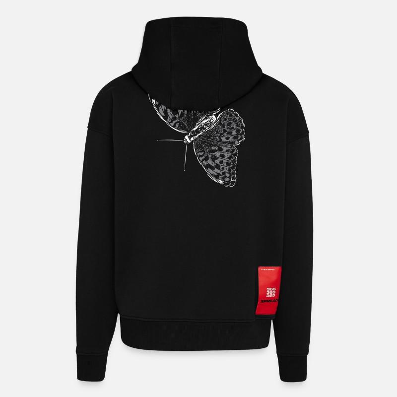 Aile de papillon Papillon Papillon - Veste à capuche bio épaisse oversize fabriqué en UE - SOLID BLACK