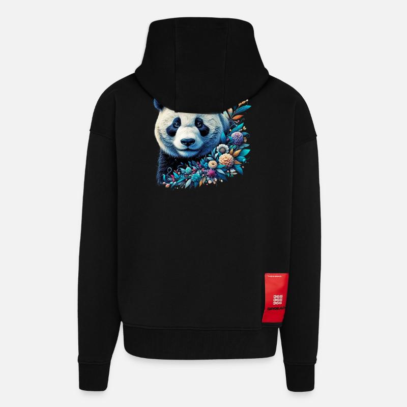 Panda - Zip Hoodie - made by SPREAD - SOLID BLACK