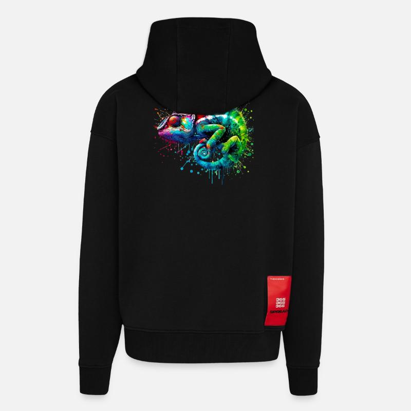 Caméléon - Veste à capuche bio épaisse oversize fabriqué en UE - SOLID BLACK