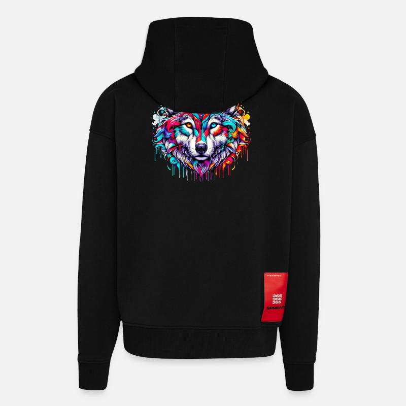 Wolf - Zip Hoodie - made by SPREAD - SOLID BLACK