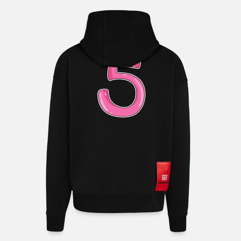 Cinq chiffres numéro 5 - Veste à capuche bio épaisse oversize fabriqué en UE - SOLID BLACK