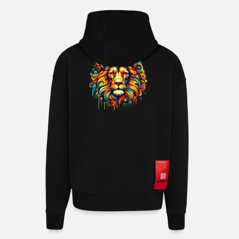 Lion - Veste à capuche bio épaisse oversize fabriqué en UE - SOLID BLACK