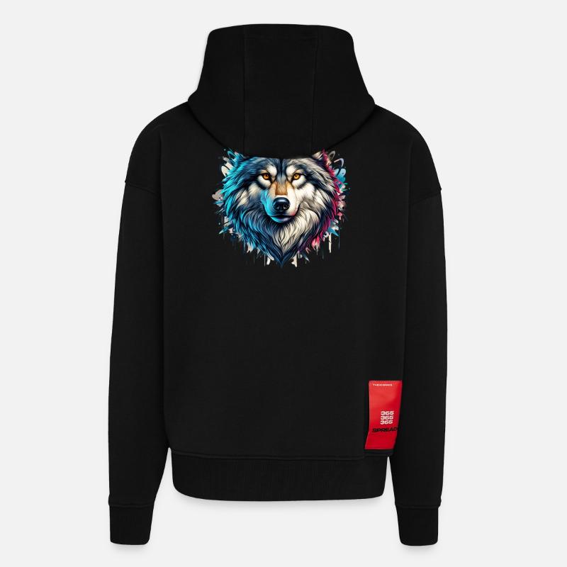 Wolf - Zip Hoodie - made by SPREAD - SOLID BLACK