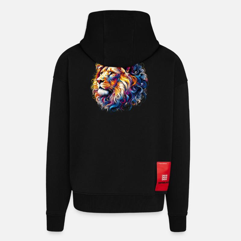 Lion - Veste à capuche bio épaisse oversize fabriqué en UE - SOLID BLACK