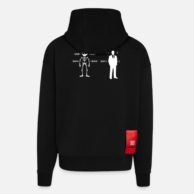 Code Css C++ Php Java Developer Code Scripting - Felpa con cappuccio ecologica oversize Heavyweight Made in UE - SOLID BLACK