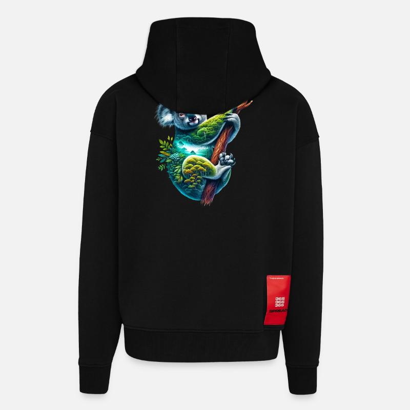 Koala - Zip Hoodie - made by SPREAD - SOLID BLACK