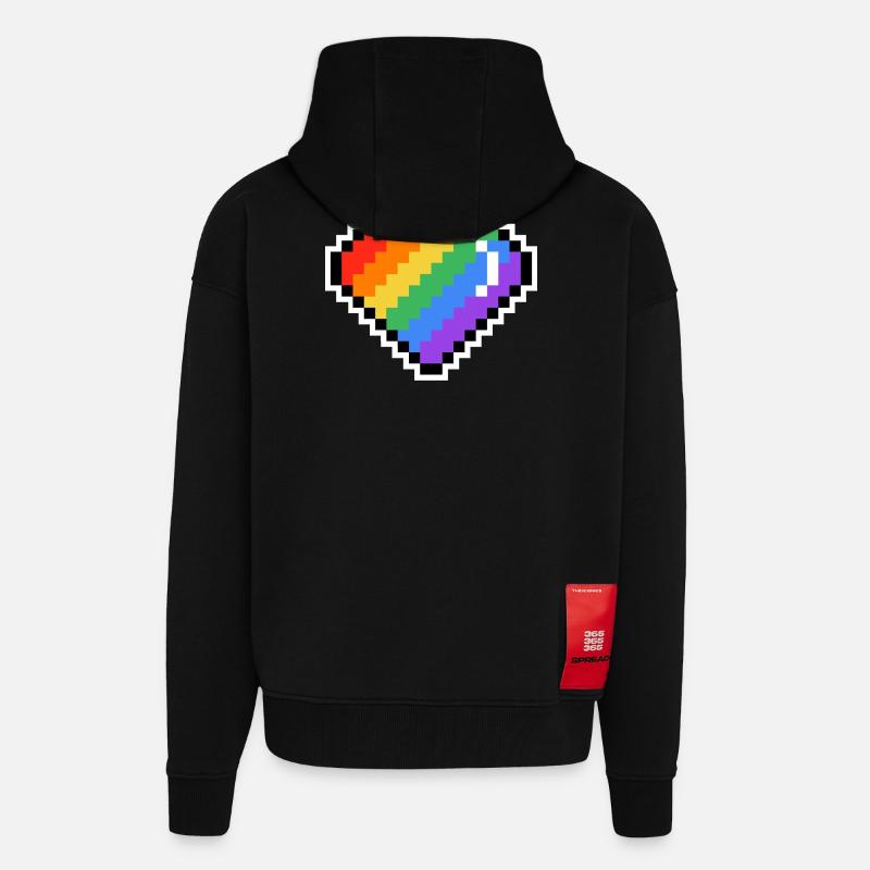 Pixel Regenbogenherz - Zip Hoodie - made by SPREAD - SOLID BLACK