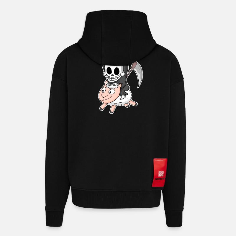 Sensenmann Schaf Motiv - Zip Hoodie - made by SPREAD - SOLID BLACK