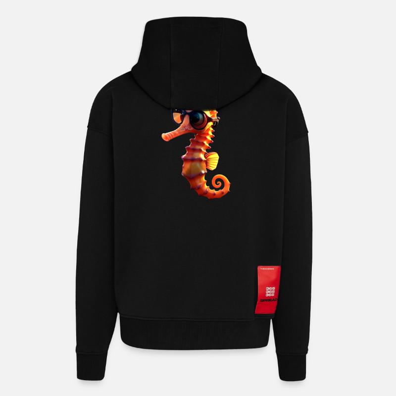 Seepferdchen Aquarist Angler Süßes Seepferdchen - Zip Hoodie - made by SPREAD - SOLID BLACK