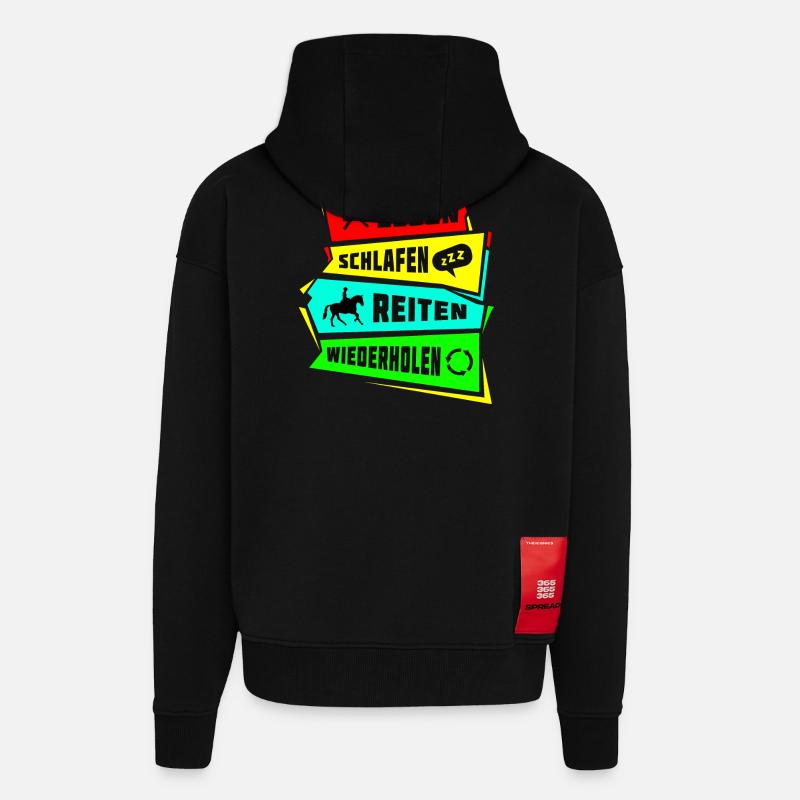 Manger, dormir, rouler, répéter - Veste à capuche bio épaisse oversize fabriqué en UE - SOLID BLACK