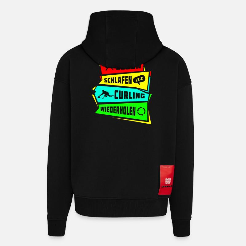 Manger dormir Curling Répéter - Veste à capuche bio épaisse oversize fabriqué en UE - SOLID BLACK