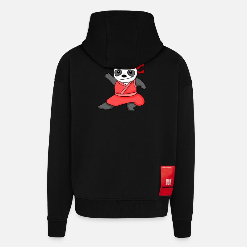 Ninja Panda - Veste à capuche bio épaisse oversize fabriqué en UE - SOLID BLACK