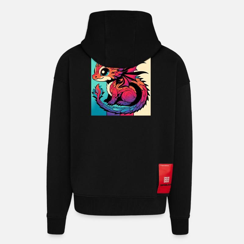 Dragon - Veste à capuche bio épaisse oversize fabriqué en UE - SOLID BLACK