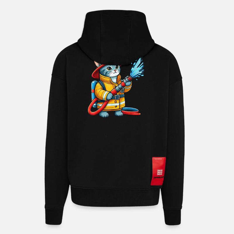 Feuerwehrmann Kätzchen Splash - Zip Hoodie - made by SPREAD - SOLID BLACK