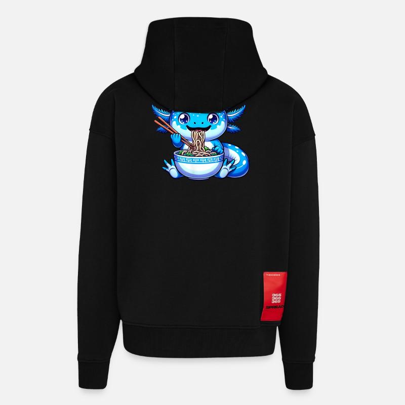 Blaue Nudeln Drachen Essstäbchen - Zip Hoodie - made by SPREAD - SOLID BLACK