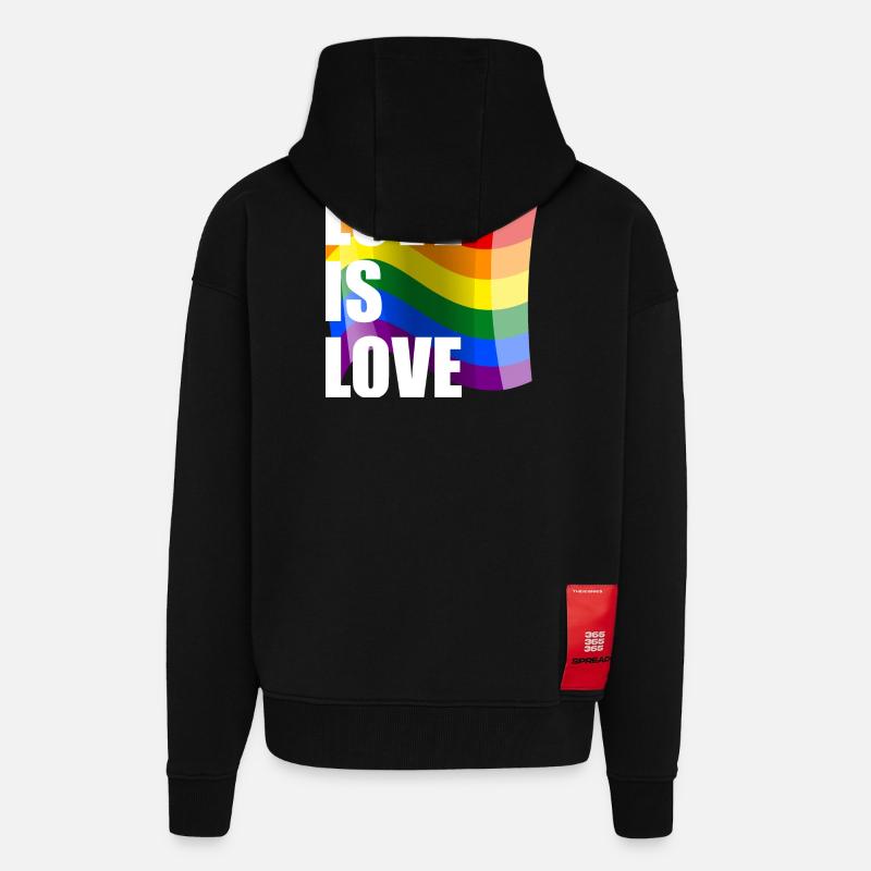 Regenbogen Liebe Wellen-Design - Zip Hoodie - made by SPREAD - SOLID BLACK