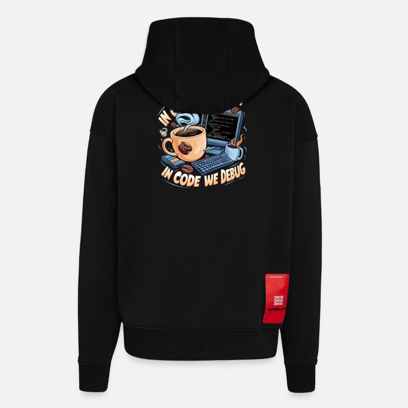 KaffeeCode Debug: In Code Wir Debuggen - Zip Hoodie - made by SPREAD - SOLID BLACK