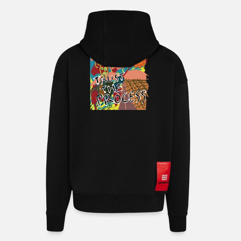 Faites confiance au processus - Veste à capuche bio épaisse oversize fabriqué en UE - SOLID BLACK
