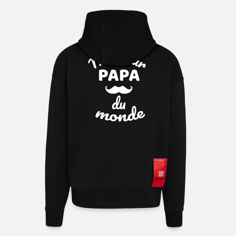 Authentic Overall Moustache Dad Design - Zip Hoodie - made by SPREAD - SOLID BLACK