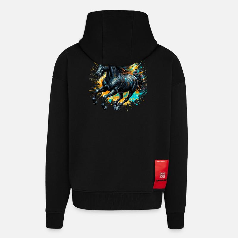 Cheval - Veste à capuche bio épaisse oversize fabriqué en UE - SOLID BLACK
