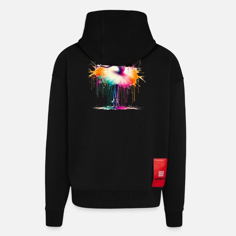 Danseuse de ballet avec tutu - Veste à capuche bio épaisse oversize fabriqué en UE - SOLID BLACK