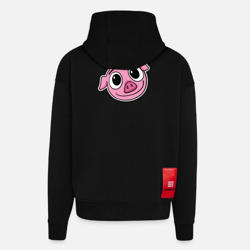 Schwein Kopf - Zip Hoodie - made by SPREAD - SOLID BLACK