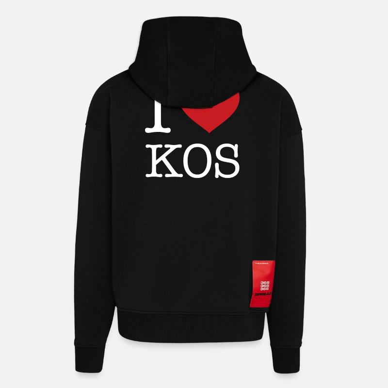 J’AIME KOS Grèce Griechenland - Veste à capuche bio épaisse oversize fabriqué en UE - SOLID BLACK