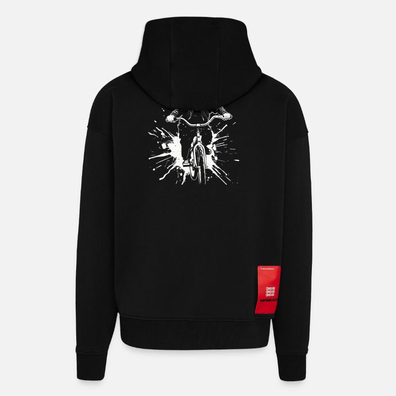 Radfahrende Katze - Zip Hoodie - made by SPREAD - SOLID BLACK