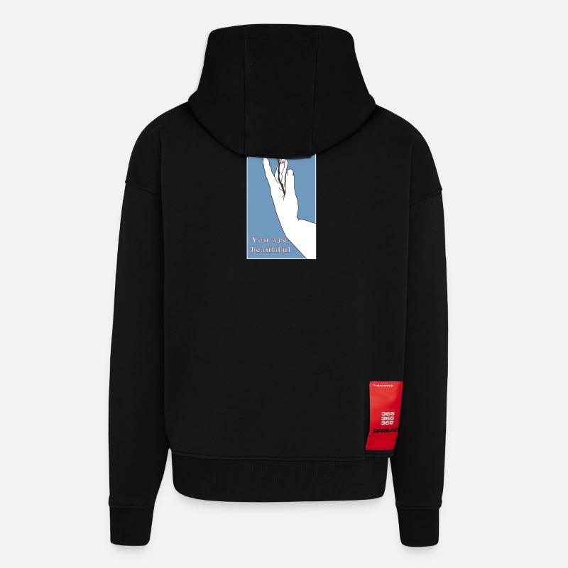 Tu es belle - Veste à capuche bio épaisse oversize fabriqué en UE - SOLID BLACK