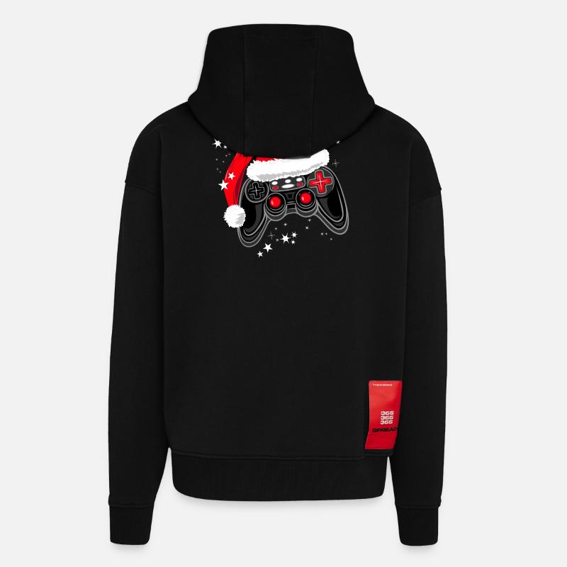 Gaming controller with Santa hat - Zip Hoodie - made by SPREAD - SOLID BLACK