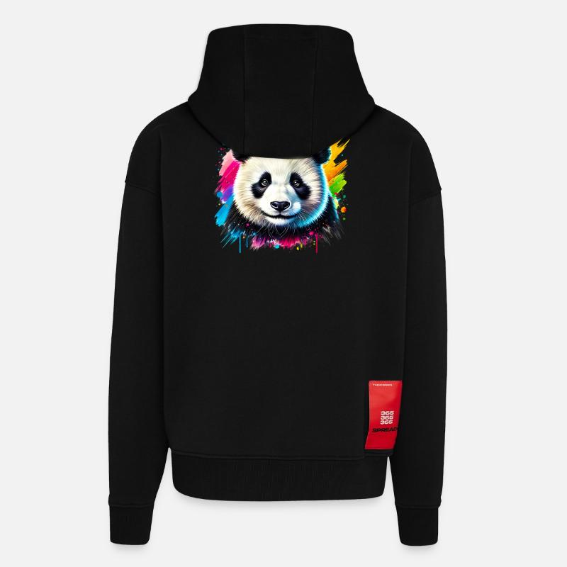 Panda - Zip Hoodie - made by SPREAD - SOLID BLACK