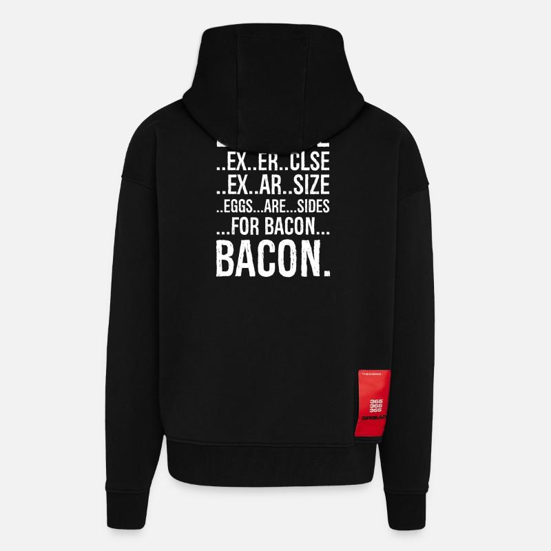 Exercise bacon - Veste à capuche bio épaisse oversize fabriqué en UE - SOLID BLACK