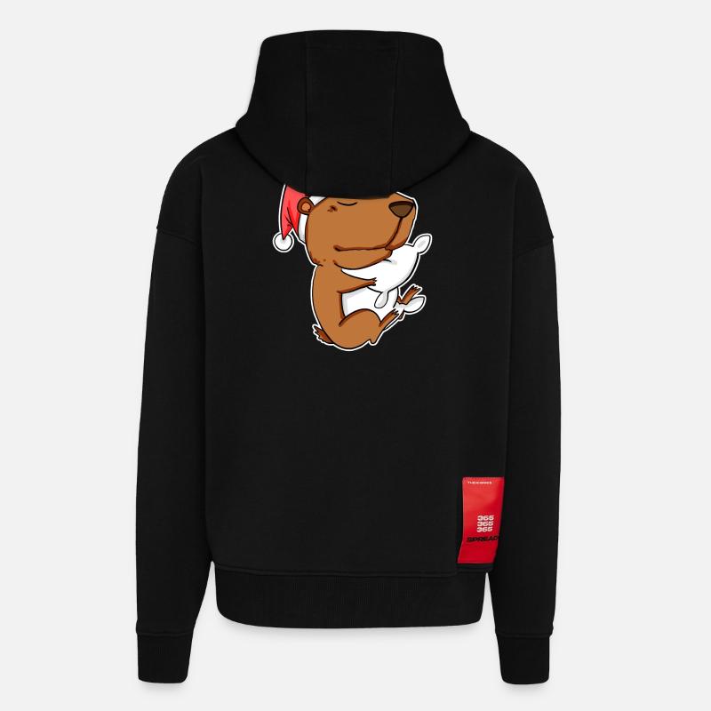 Capybara Cadeau Capybara - Veste à capuche bio épaisse oversize fabriqué en UE - SOLID BLACK