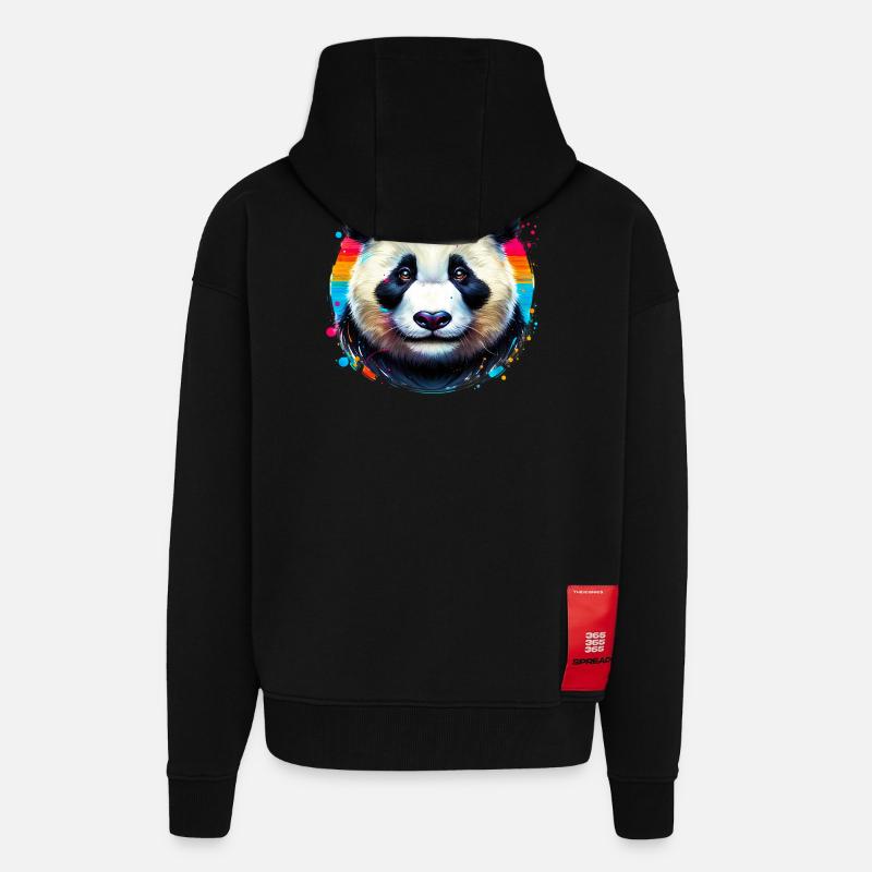 Panda - Veste à capuche bio épaisse oversize fabriqué en UE - SOLID BLACK