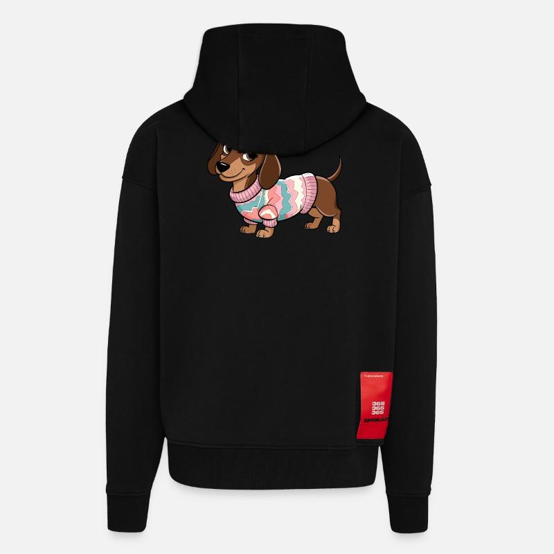 Pull douillet teckel - Veste à capuche bio épaisse oversize fabriqué en UE - SOLID BLACK