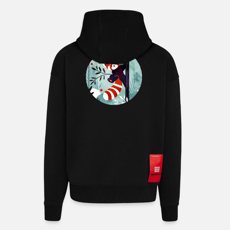 Fröhlicher Roter Panda im Dschungel - Zip Hoodie - made by SPREAD - SOLID BLACK