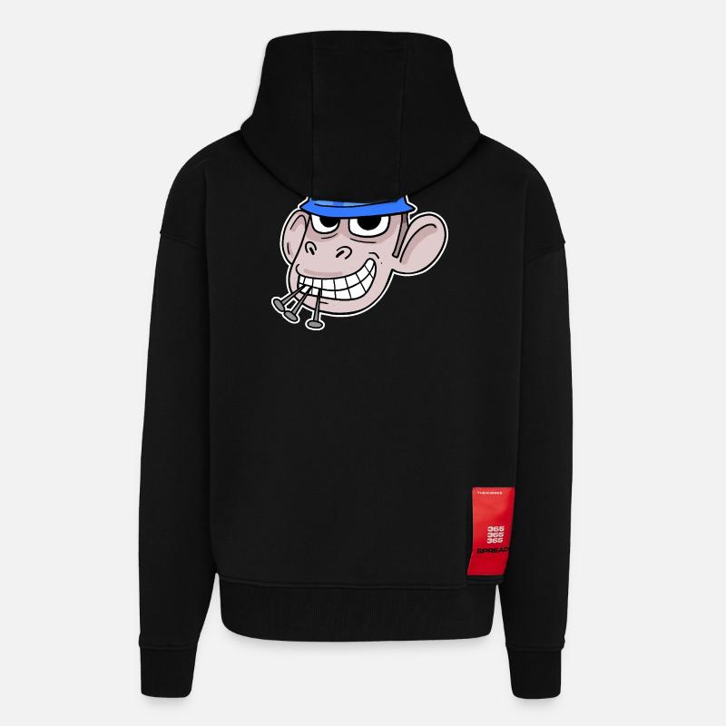 Affe Baustelle Bauarbeiter - Zip Hoodie - made by SPREAD - SOLID BLACK