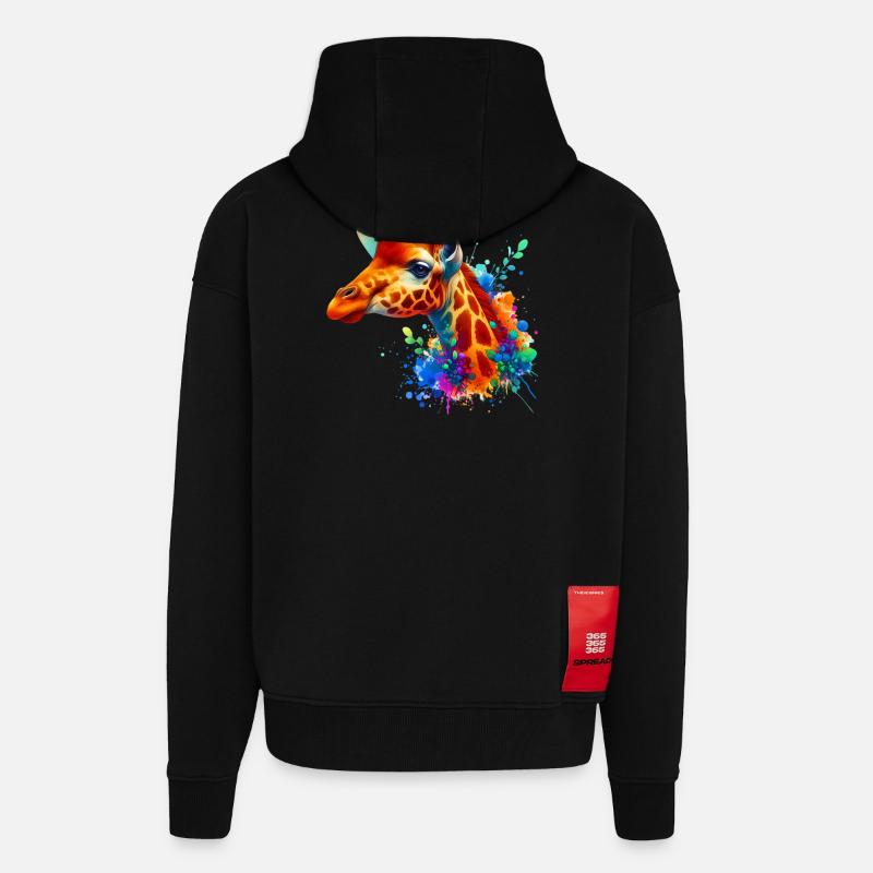 Girafe - Veste à capuche bio épaisse oversize fabriqué en UE - SOLID BLACK