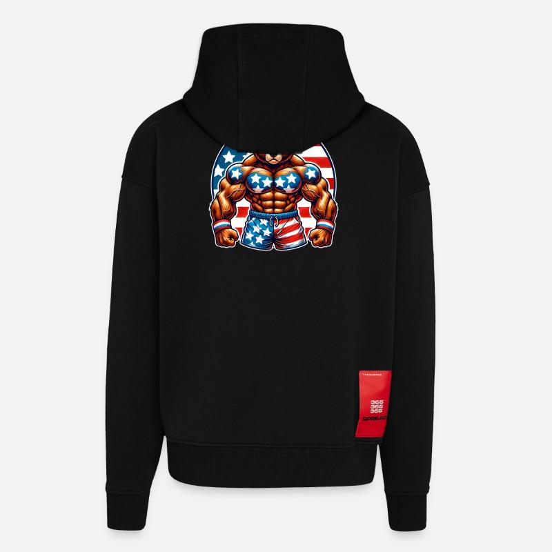 Muscle Bear États-Unis - Veste à capuche bio épaisse oversize fabriqué en UE - SOLID BLACK