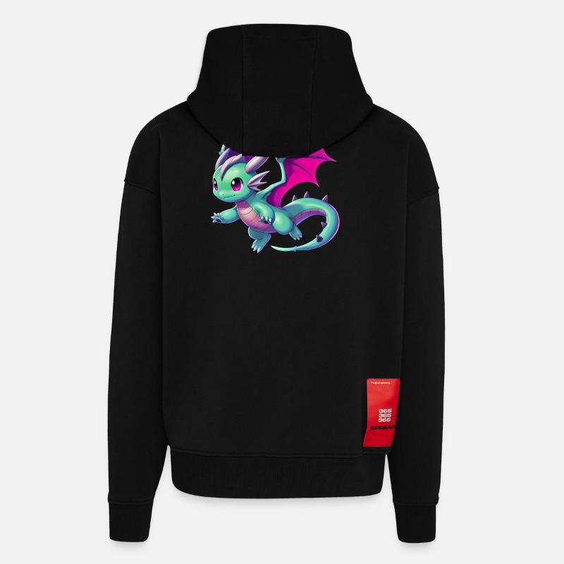 Dragon - Veste à capuche bio épaisse oversize fabriqué en UE - SOLID BLACK