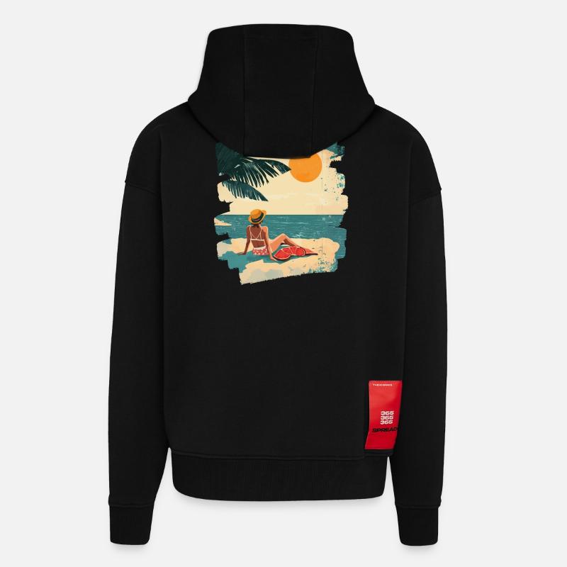 Sommer Strand Retro - Zip Hoodie - made by SPREAD - SOLID BLACK