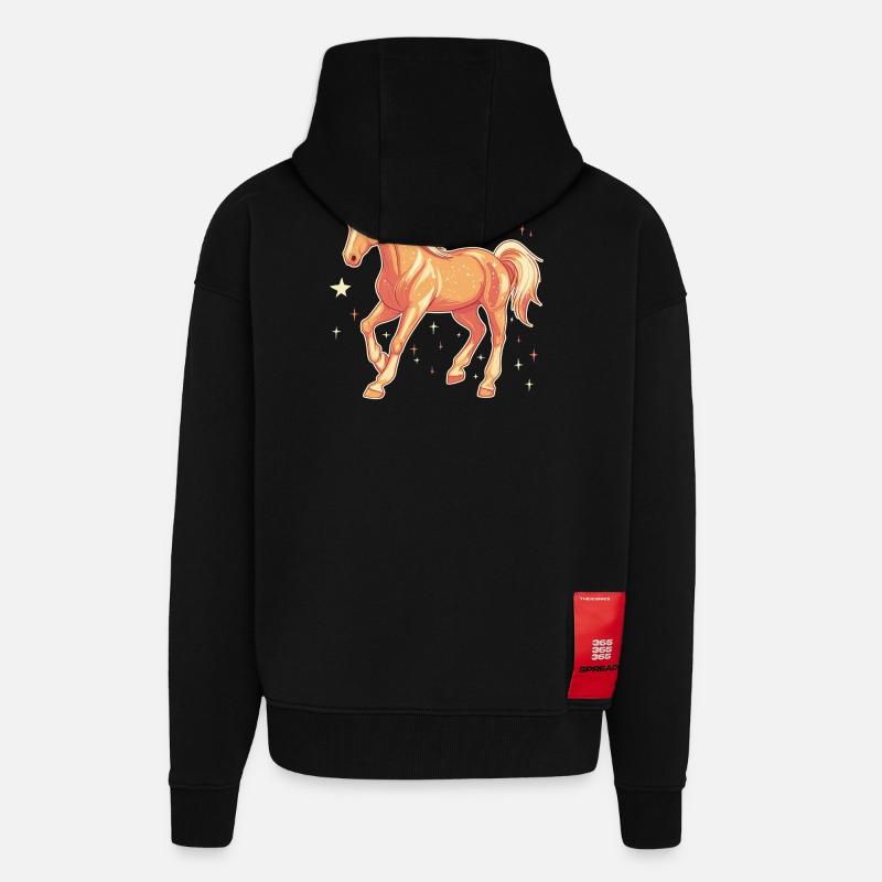 Pferd mit Sternen - Zip Hoodie - made by SPREAD - SOLID BLACK